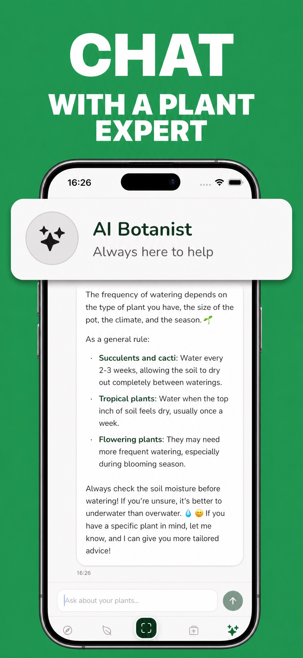 WhatPlant App - AI Assistant Chat Interface